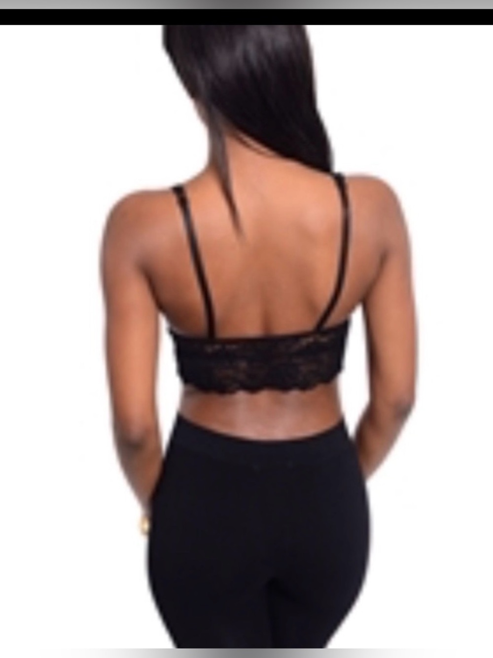 Black Floral Lace Bralette Crop Top | Soft Stretch Lace Cami Everyday Intimates - Picture 5 of 6
